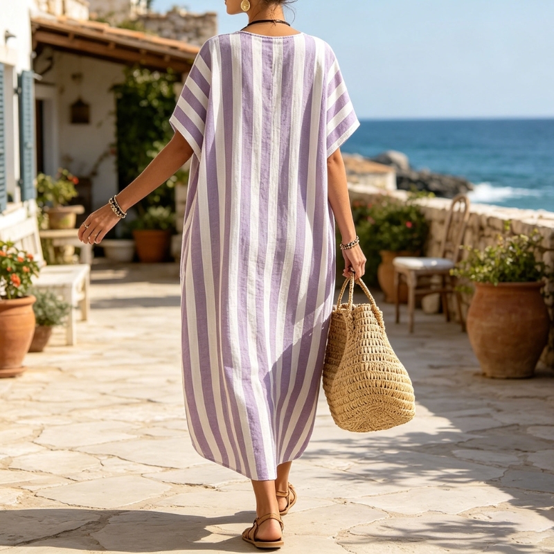 Robe maxi décontractée pour femmes, manches courtes, col en V, robes de plage pour les vacances