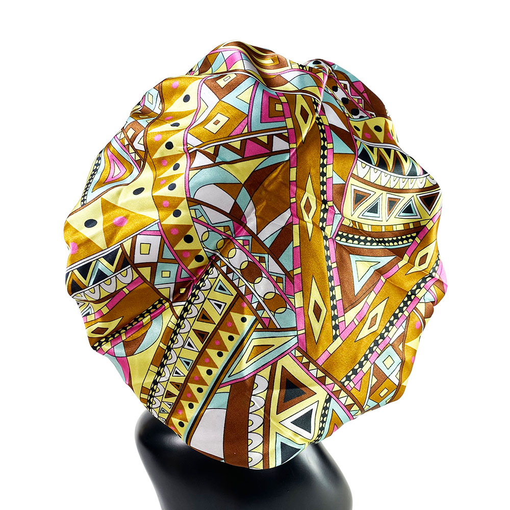 Bonnet en Satin pour femmes, Double couche, soyeux, grand Bonnet pour dames, impression, bonnet de sommeil, enveloppe de tête