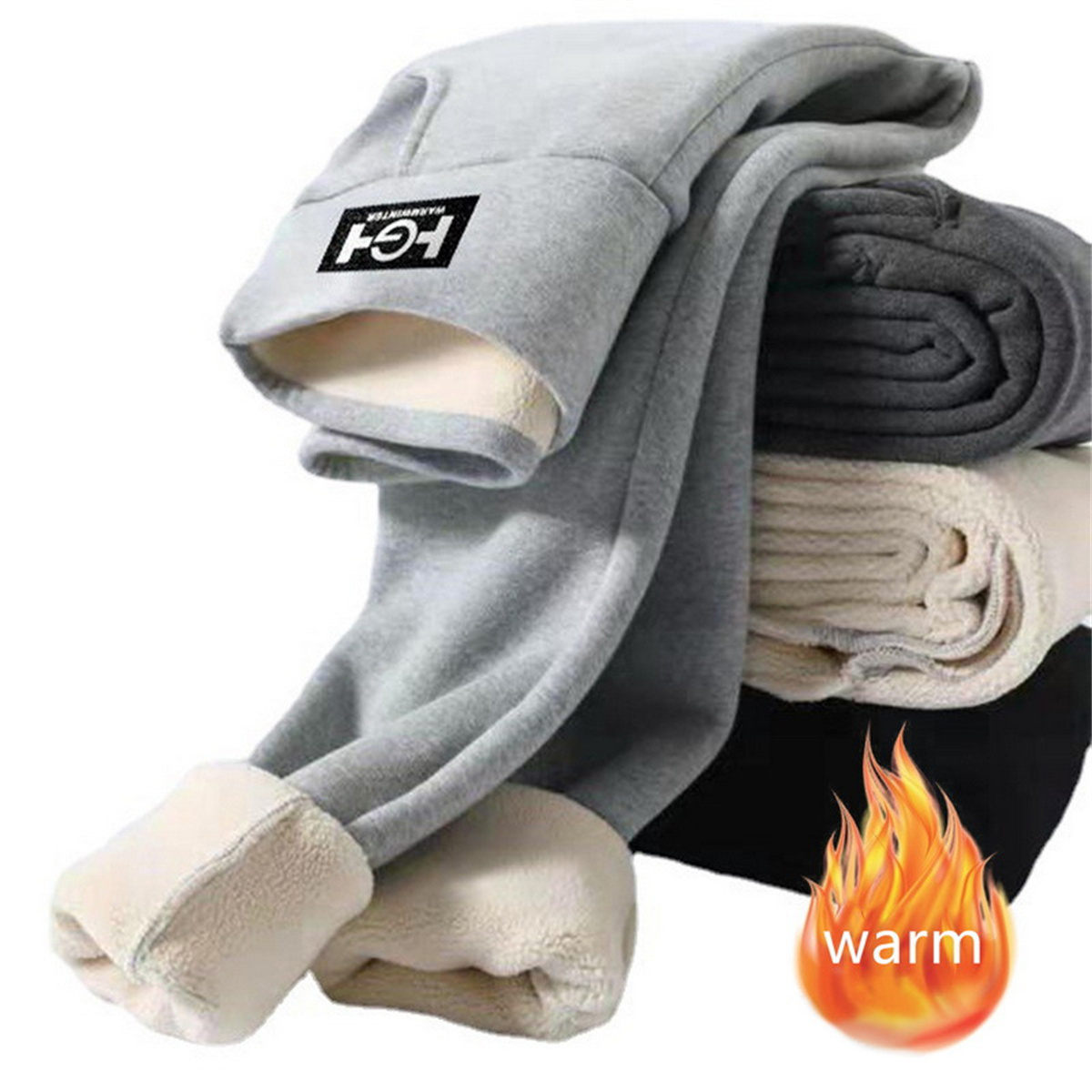 Leggings d'hiver pour femme, chauds et épais en laine d'agneau, taille haute, en polaire, effet push-up, très extensibles, avec poches
