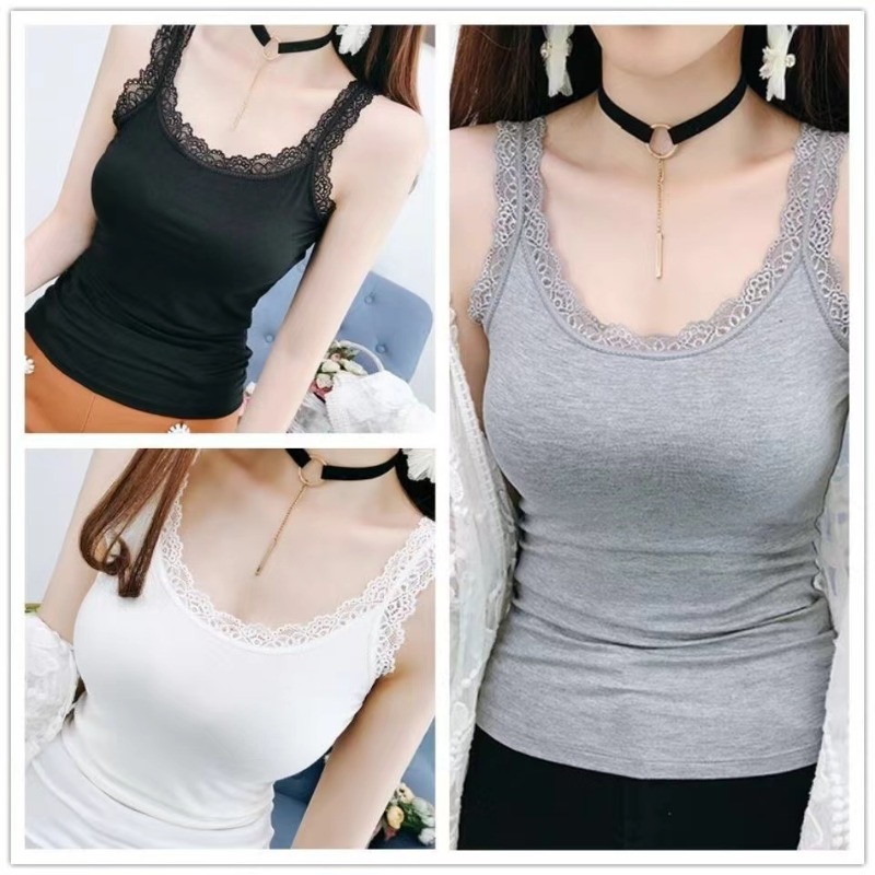 Haut d'été femmes sans manches dentelle débardeur Sexy femmes T-shirt gilet débardeurs femme gilet hauts blanc noir sous-vêtements femmes