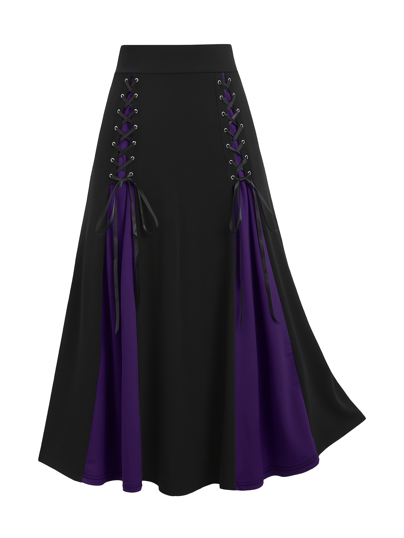 Jupe à lacets boutonnière pour femme, mode européenne et américaine, grande taille, couleur assortie, ligne audio haute