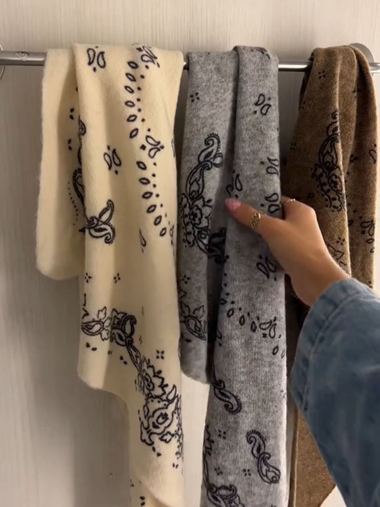 Écharpe femme en tricot jacquard à motif paisley vintage, châle élégant, accessoire féminin, mode automne 2026, châles pour femme, assortis à tout