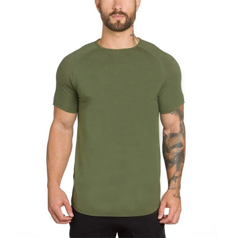 T-shirt de fitness à manches courtes pour hommes, vêtements de sport unis, t-shirt hip hop en coton, t-shirt de musculation, t-shirt musculaire, mode estivale