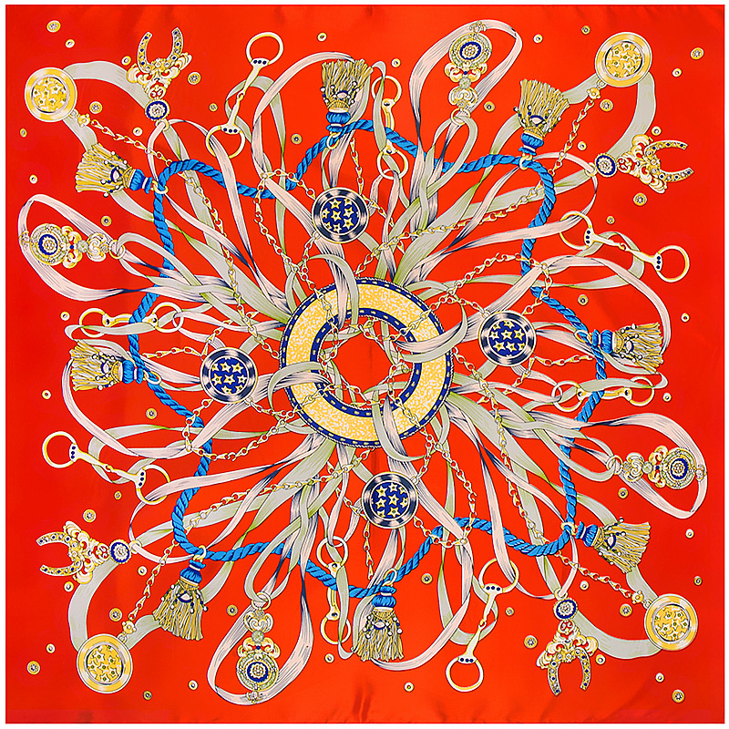 130*130 cm 100% sergé foulard en soie femmes luxe chaîne impression plage châle carré Bandana foulard Femme Fourlard Echarpes étoles