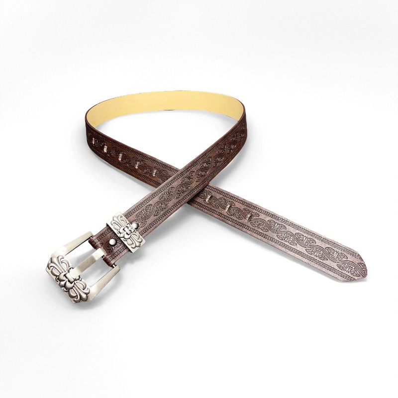 Ceinture tendance style rétro européen et américain à imprimé sculpté - Ceinture Y2K féminine et tendance pour le quotidien - Ceintures transfrontalières pour femmes