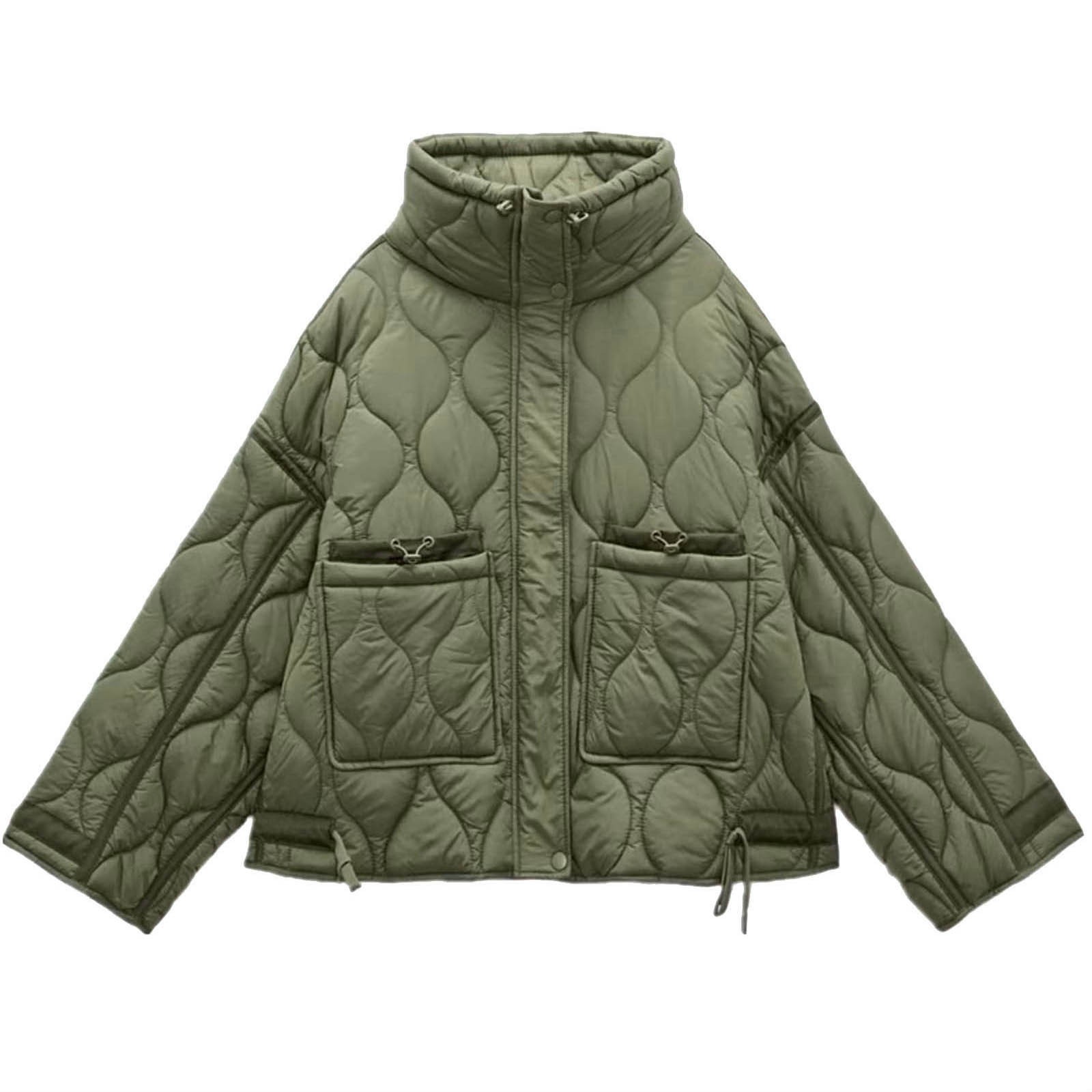 Veste matelassurera zippée grande taille pour femme, vestes respirantes légères, manteau d'hiver