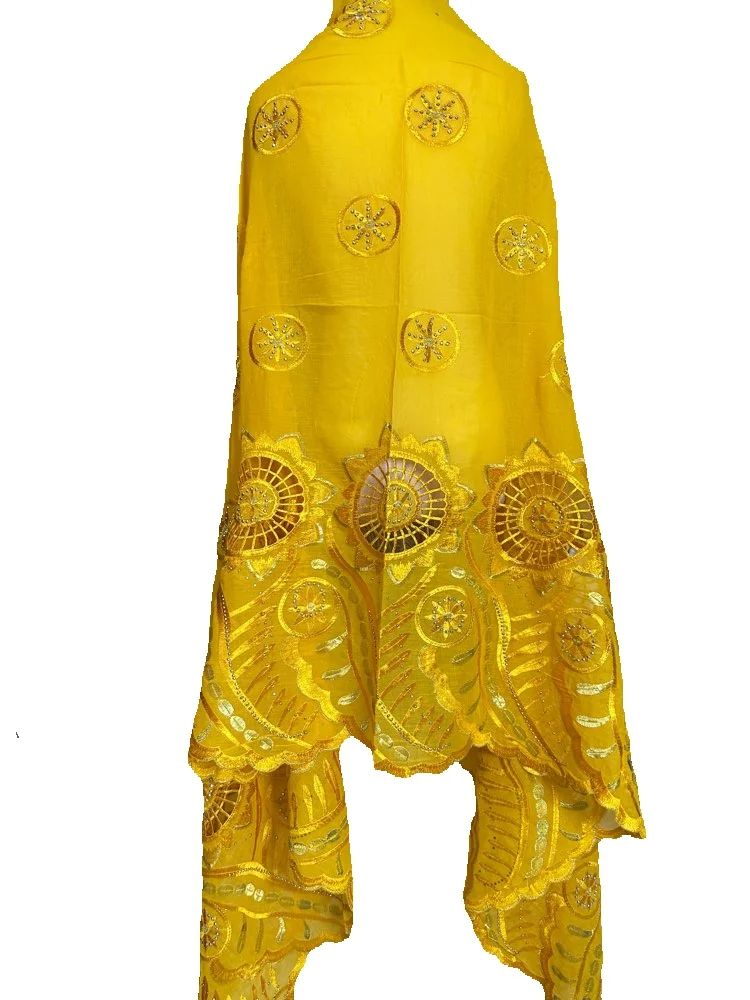 Nouveau Foulard Islamique Africain 2026 pour Femme, Turban Pashmina Tendance, Châle Brodé 100% Coton, Hijab de Prière et de Fête Musulman pour Femme