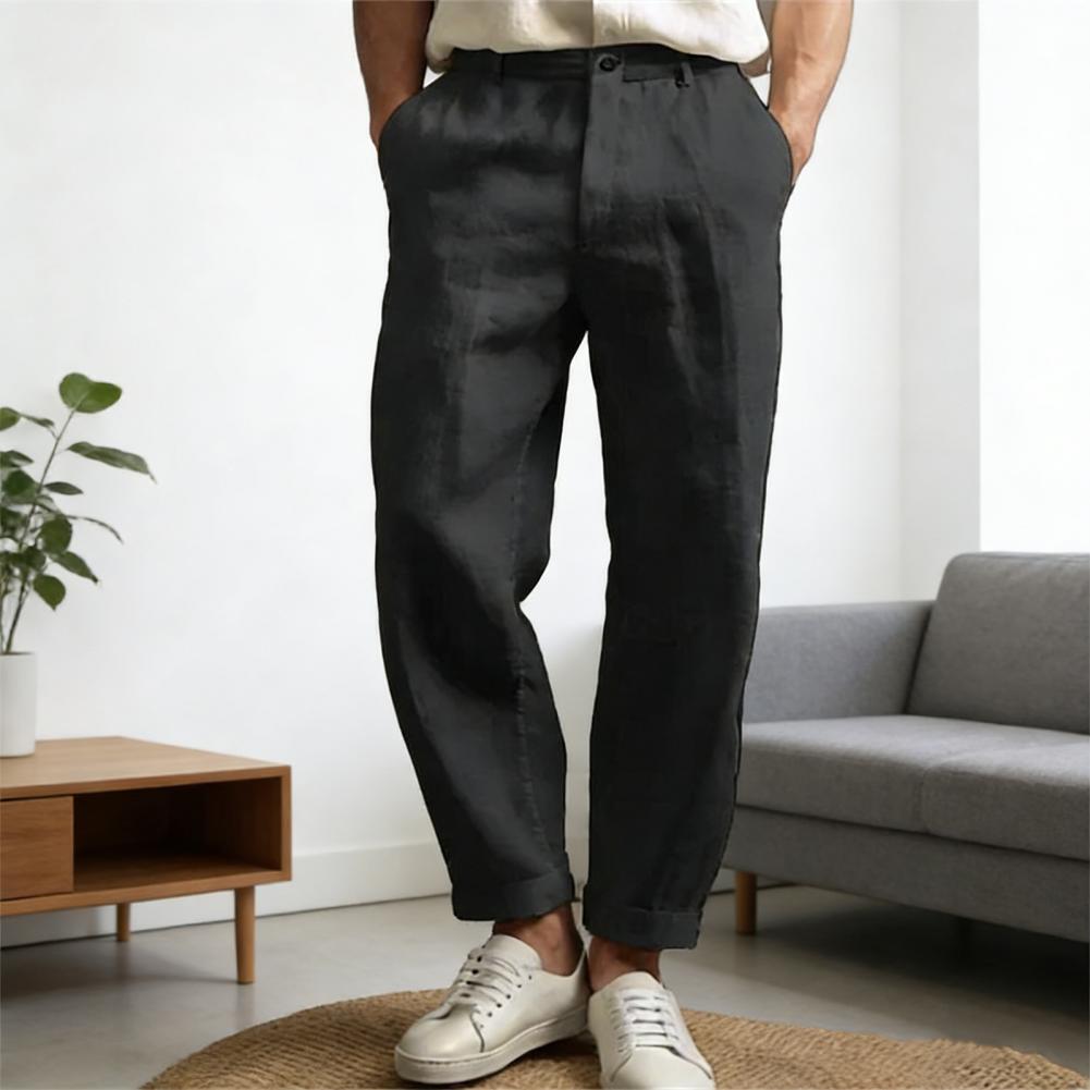 Pantalon de costume vintage ample en lin pour hommes, printemps été, nouveau pantalon décontracté droit, mode masculine, pantalon plissé respirant