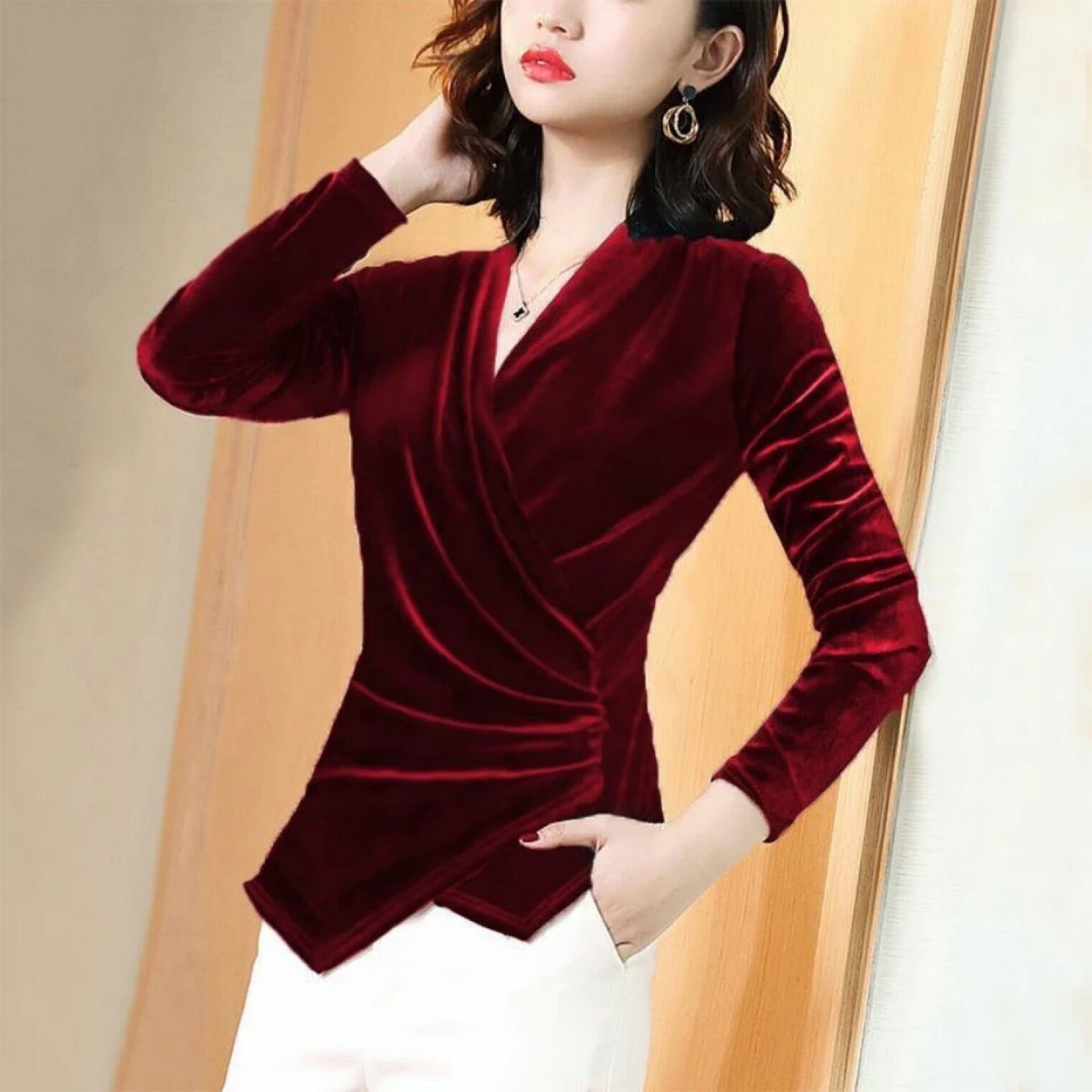 Chemisier Femme Automne 2026, Chemise en Velours Doré, Design Féminin, Élégant Style Français, Manches Longues, Veste Rétro en Velours Doré, Chemisiers Femme
