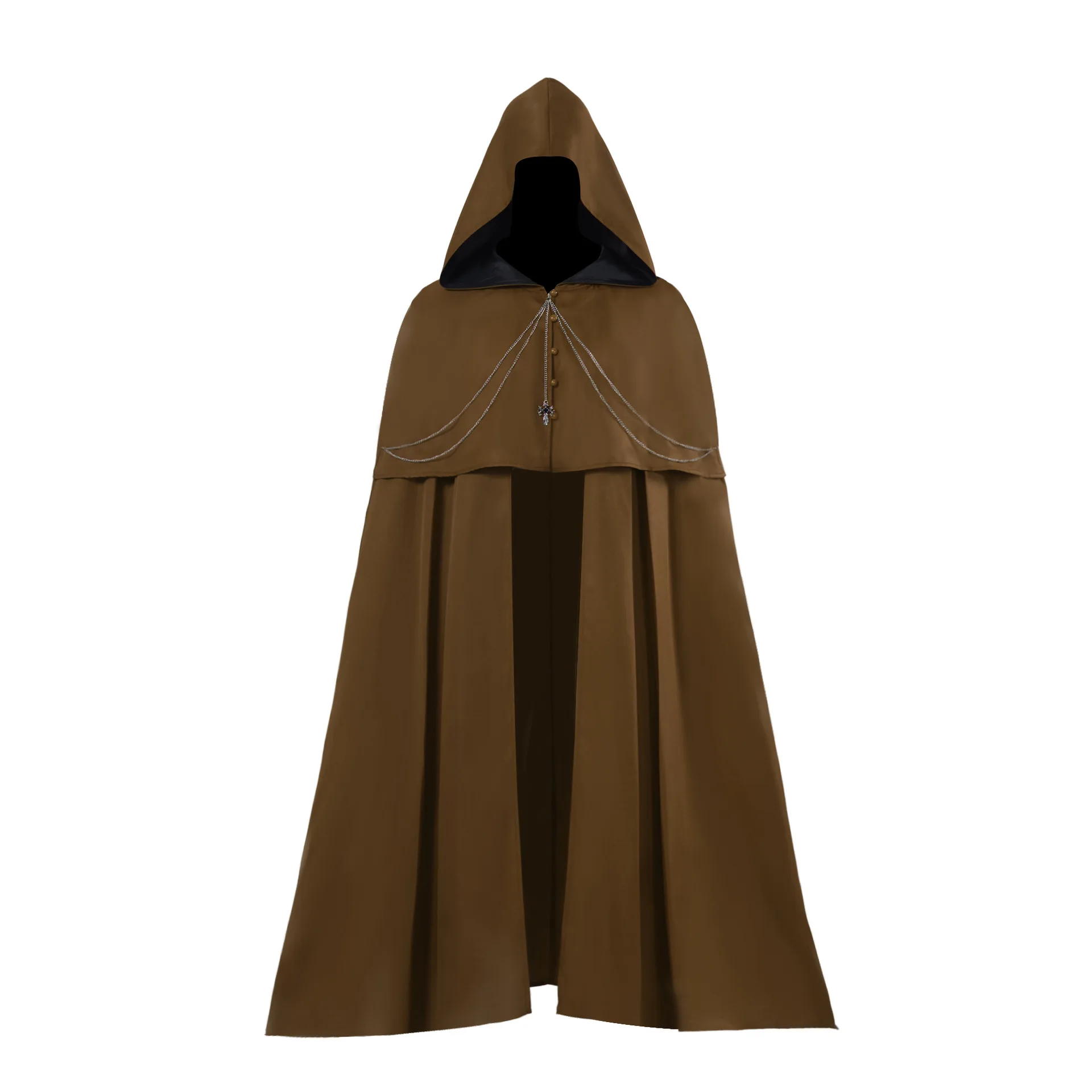 Vêtements médiévaux, cape, robe, costume steampunk, tenue gothique à capuche, costume de vampire, chevalier noir, guerrier, cosplay pour adulte