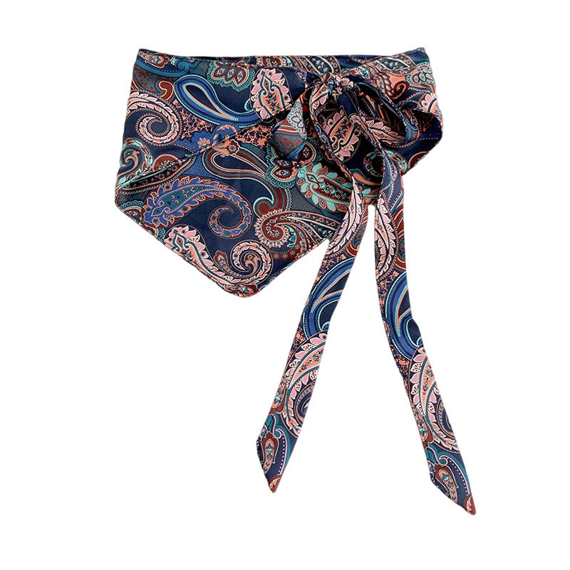 Écharpe triangulaire en soie motif fleur de cajou pour femme, style bohème vintage, foulard enveloppant pour le cou et la tête, idéal pour le quotidien, les voyages, cadeau tendance