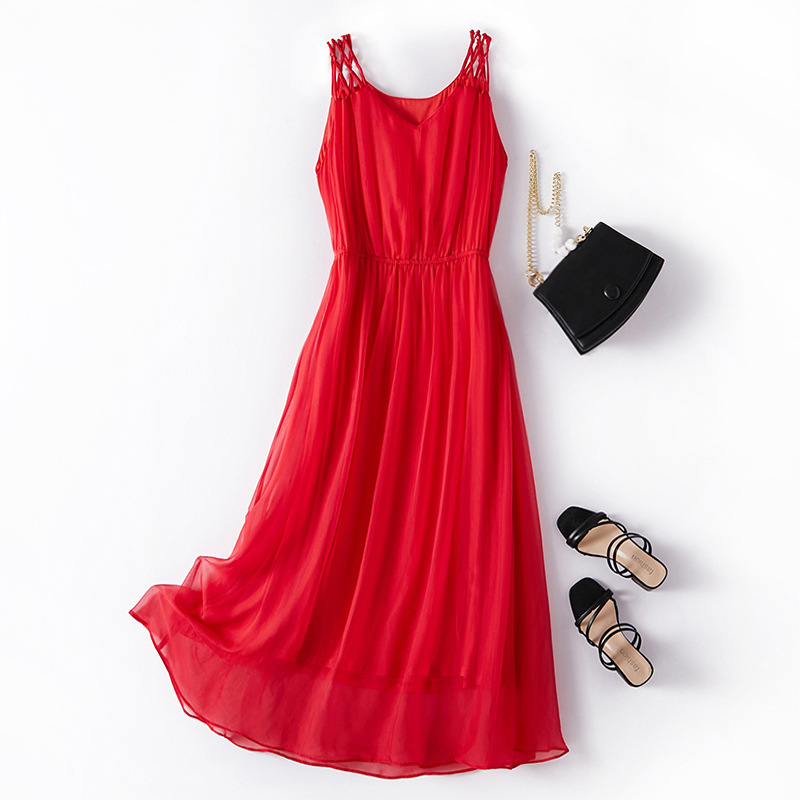 Winsleter-robe élégante pour femmes, robe en fibre élastique à la taille, pour vacances à la plage, été automne 100%, D47924QC, 2024
