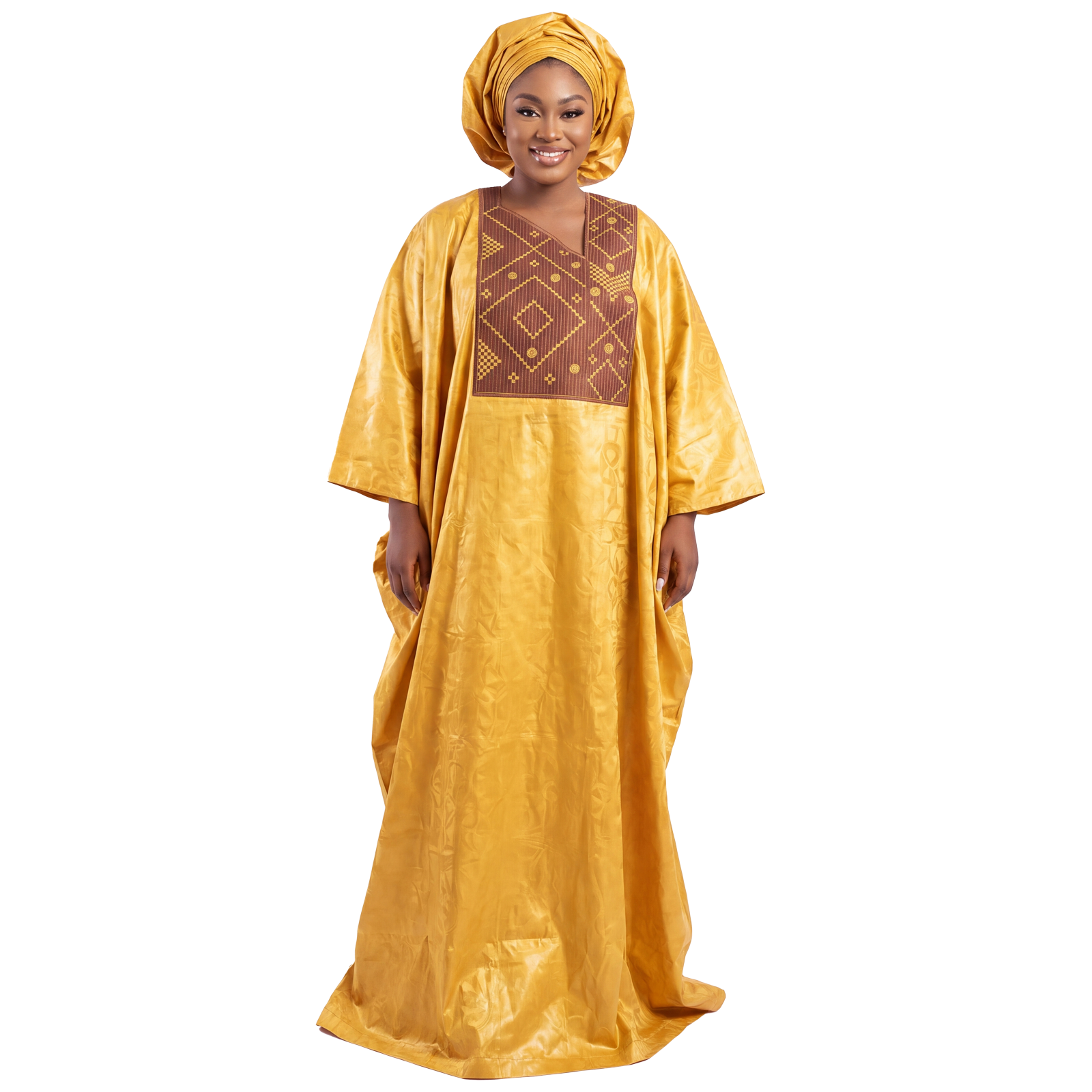 Robes africaines pour femmes grande taille, robe longue en bazin riche avec broderie et écharpe
