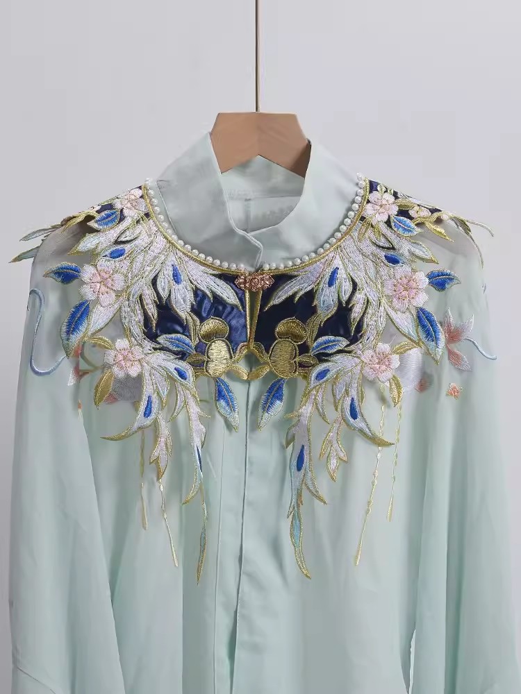Châle Pashmina Brodé pour Femme, Vintage, Everak Pearl, Col, Printemps, Été, R657