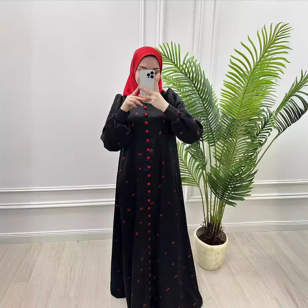 Abayas femmes imprimer robes ceintures simple boutonnage Jalabiya Ramadan marocain dubaï Eid caftan musulman Islam robes arabe longue Robe