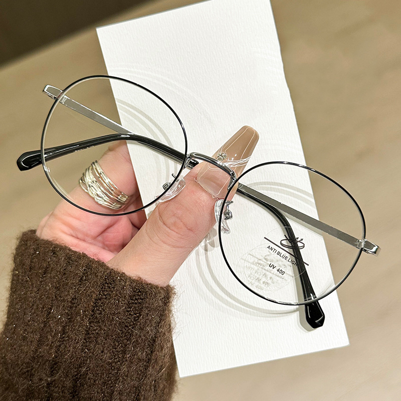 Nouveau cadre rond fil d'or lunettes pour femmes mode polyvalent lunettes cadre Anti-lumière bleue myopie lunettes cadre MH9035