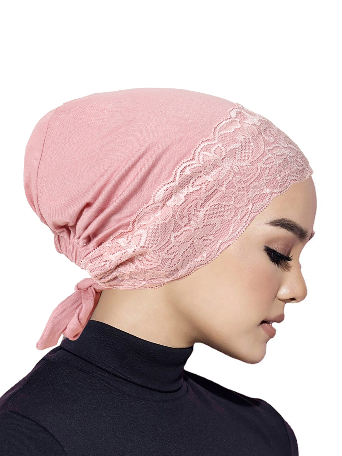 Sangle élastique douce Turban musulman chapeau dentelle intérieure Hijab casquettes islamique sous-écharpe Bonnet inde chapeaux femme bandeau Turbante Mujer
