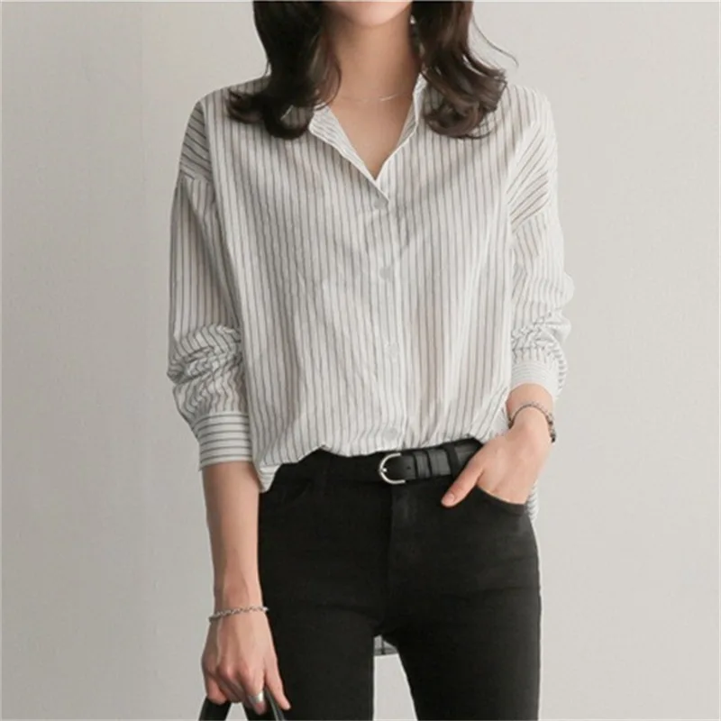 Chemise à rayures pour femmes, chemisier ample à manches longues, surdimensionné, décontracté, vêtements à rayures, printemps-automne, 2026