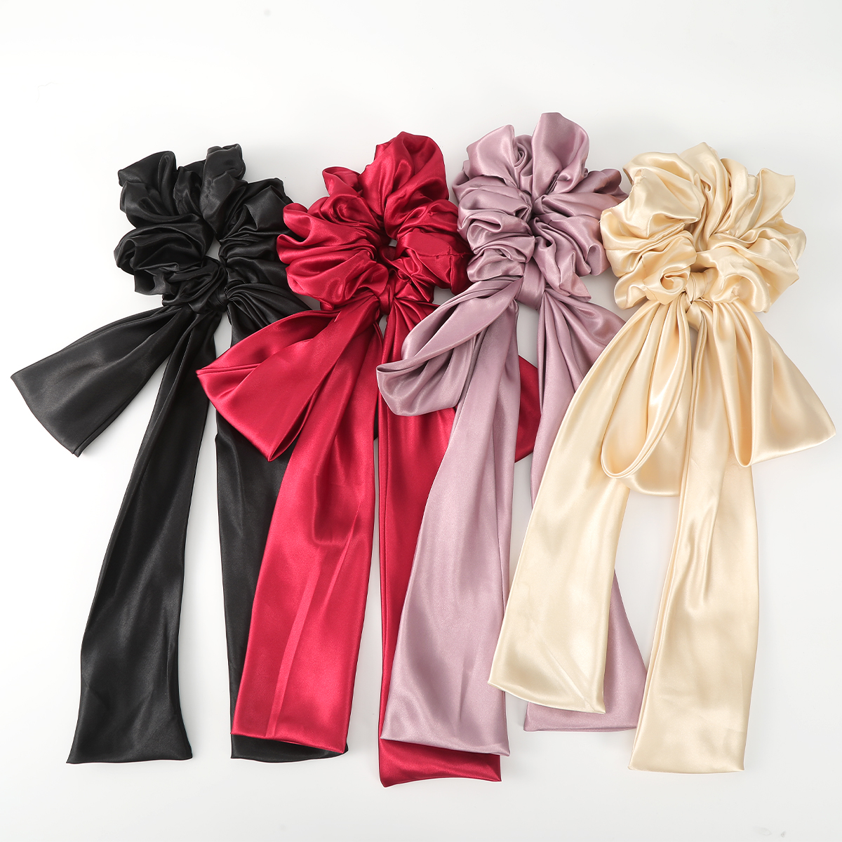 Chouchous élastiques pour cheveux, gros nœud français, ruban en satin, écharpe pour queue de cheval, bandes de caoutchouc pour cheveux, accessoires pour cheveux