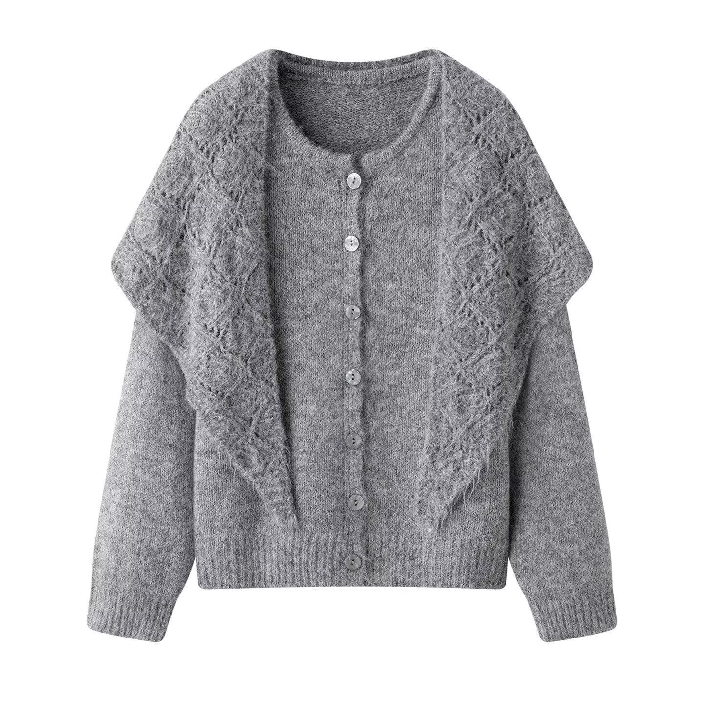 Cardigan pour femme, élégant, à manches longues, en maille, style cardigan ouvert, coupe ample, mode féminine, automne-hiver, cardigan décontracté et oversize.