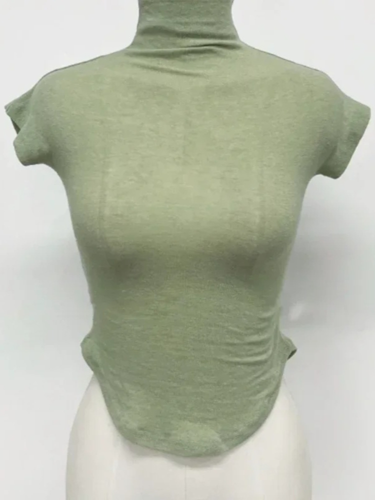 T-shirt décontracté d'été 2026 pour femme, col rond basique, vêtements féminins sexy, décolleté plongeant, transparent, doux, coupe ajustée, hauts, tee-shirt femme