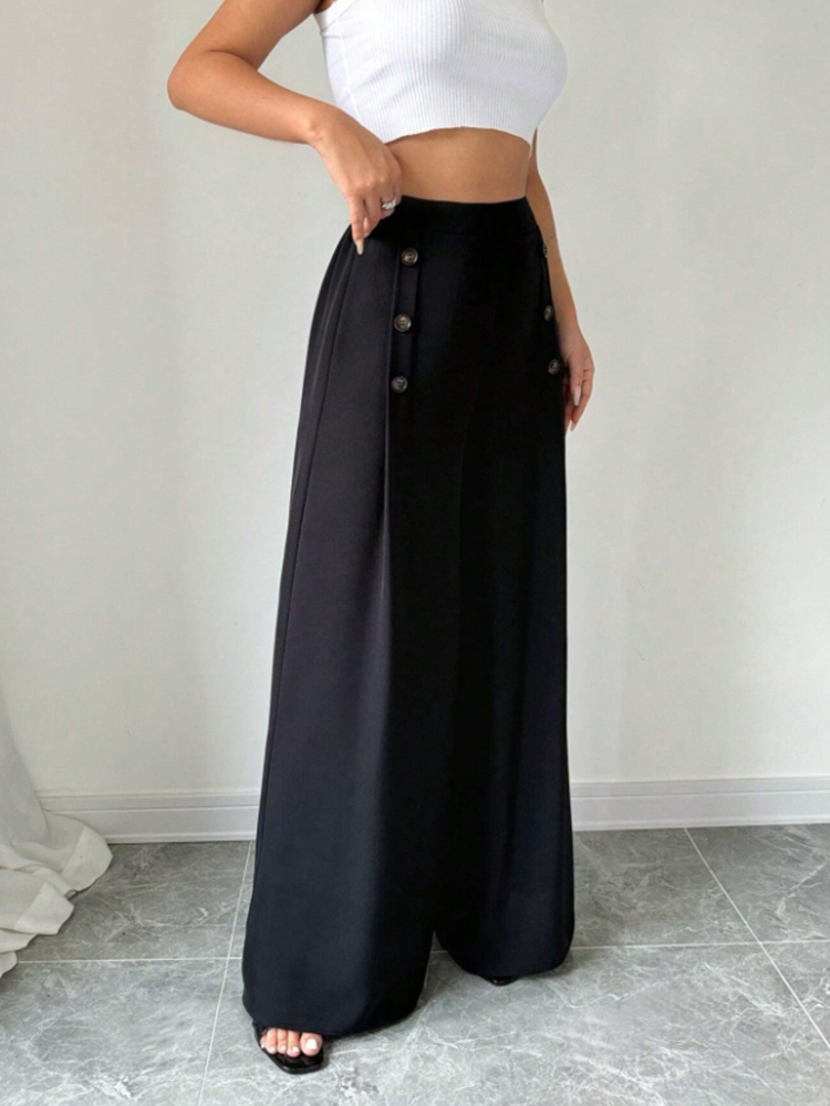 Pantalon taille haute à jambes larges pour femmes, élégant, à la mode, printemps été, grand Style atmosphérique, Long