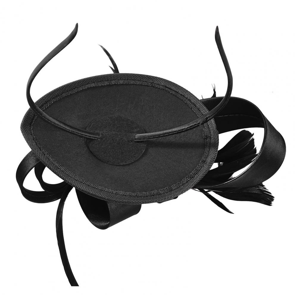 Fascinateur de chapeau de cerceau de cheveux avec la pince à cheveux, bande élastique, ruban de fausse plume, décor de tissu de satin, accessoires de bande de sauna de femmes, nouveau