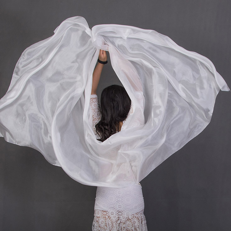 100% soie Performance danse couleur unie Texture claire voile châles femmes écharpe Costumes accessoires danse du ventre voiles 250 cm x 110 cm