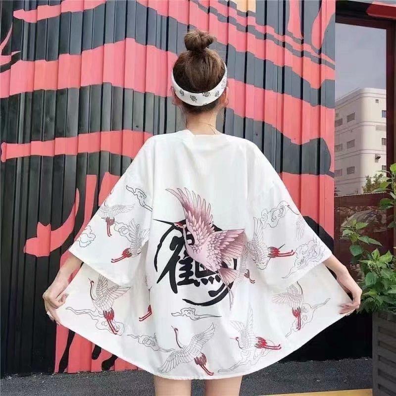 Kimono unisexe imprimé grue Vintage 3d, haut à la mode, Cardigan décontracté, vêtements Yukata, Streetwear japonais, vêtements traditionnels