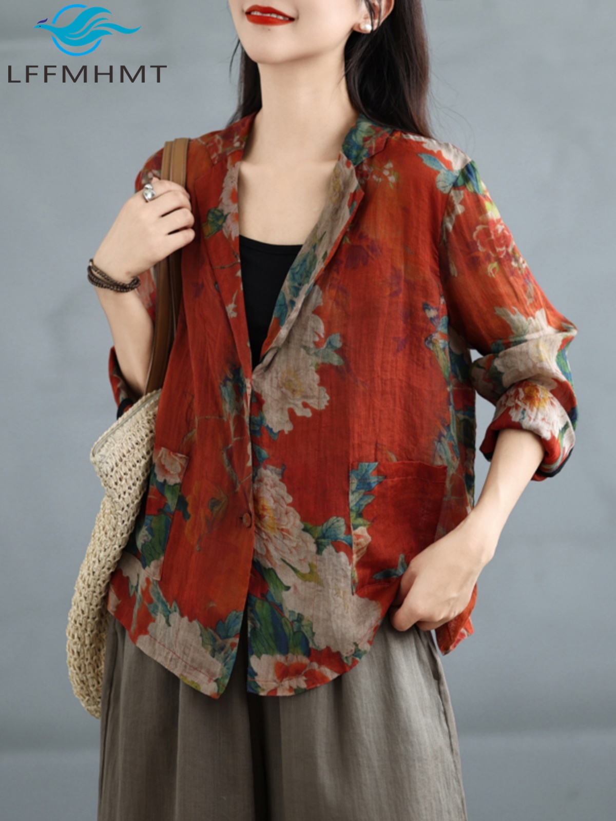 Manteau de costumes en coton et lin pour femmes, Style chinois, Vintage, imprimé floral, mode printemps été, bonne qualité, veste de protection solaire élégante