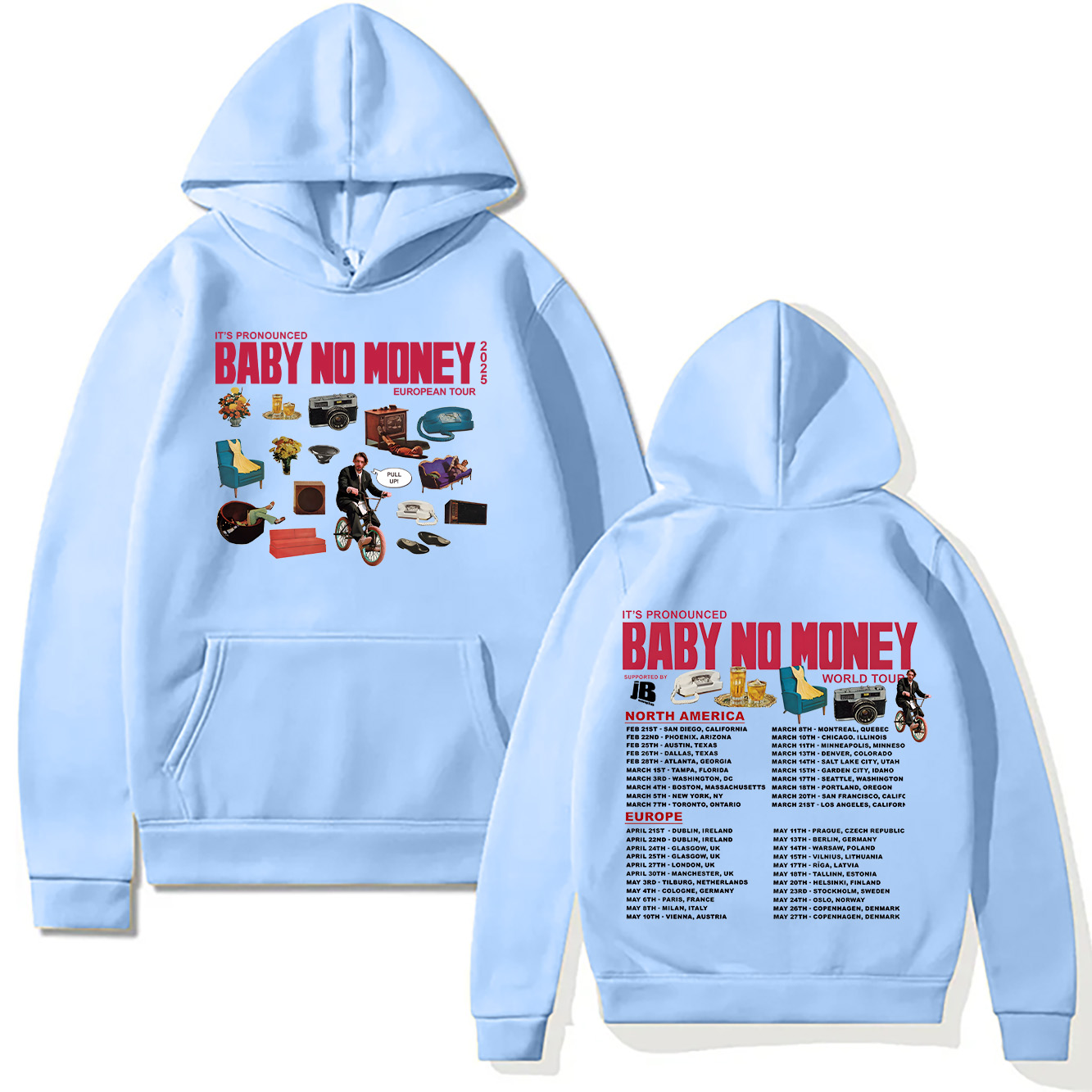 Bbno $ nouveaux sweats à capuche c'est prononcé bébé pas d'argent Tour européen 2025 sweat hommes femmes pulls Harajuku vêtements d'automne créatifs