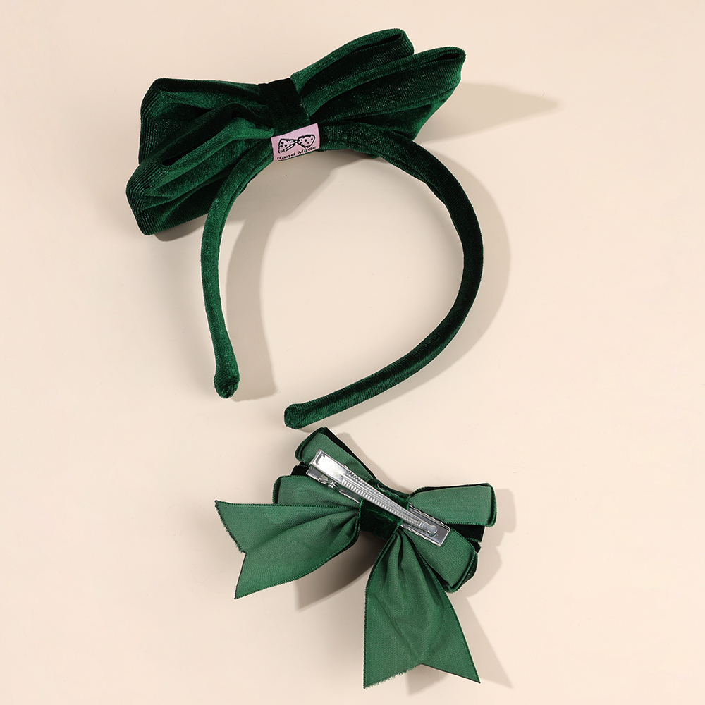1 grand bandeau à nœud en velours avec 2 pinces à cheveux pour filles, Vintage, solide, réglable, cerceau pour femmes, accessoires pour cheveux quotidiens