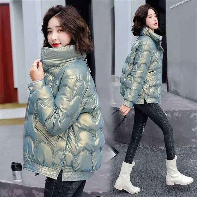 Doudoune brillante pour femme, manteau en coton rembourré, parkas optiques chaudes, vêtements d'extérieur pour femmes, hiver, nouveau, 2023
