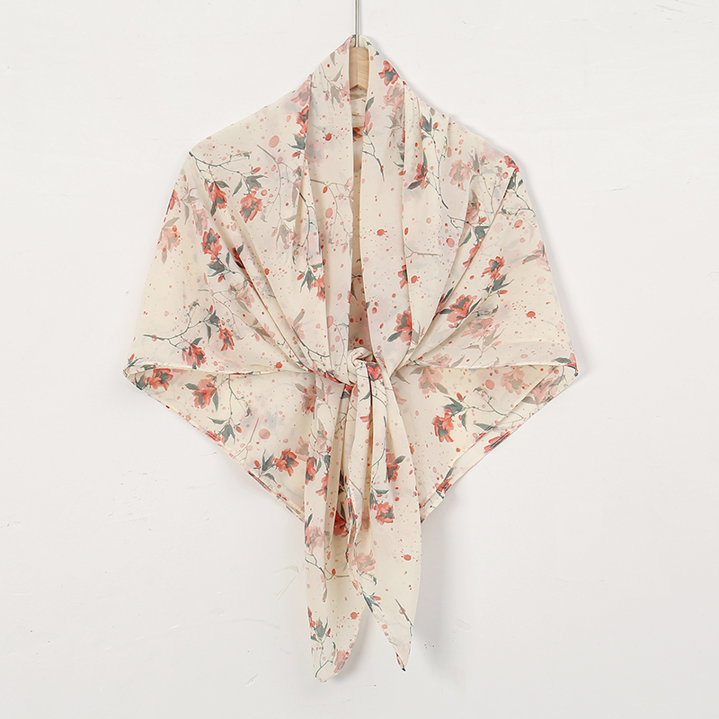 Foulard Carré Imprimé Floral en Mousseline de Soie pour Femme Musulmane, Hijabs, Châles Élégants, Turban Ethnique Islamique, 115cm