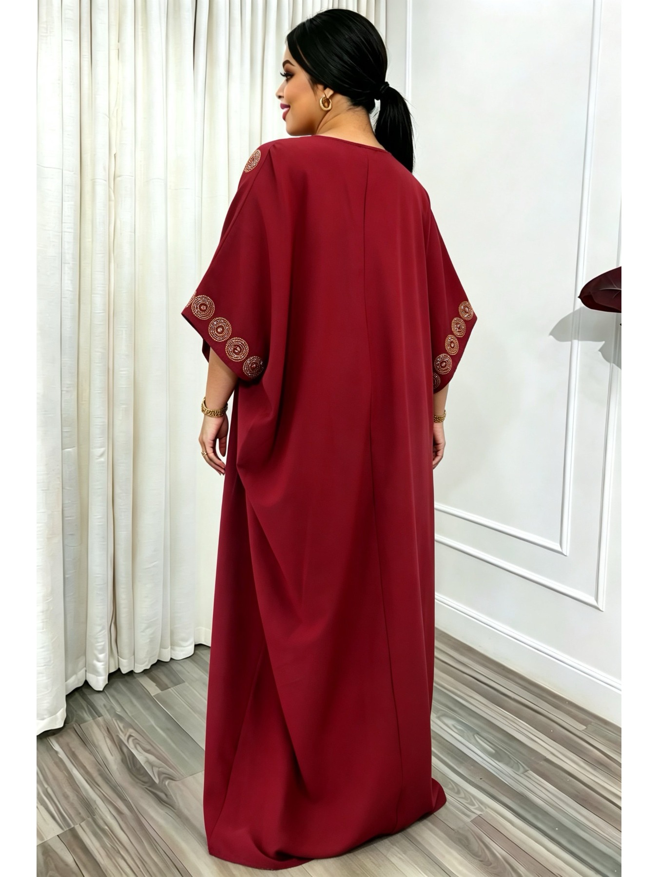 Abaya traditionnelle du Moyen-Orient pour femmes grandes tailles, robe ample avec écharpe, imprimé africain traditionnel, sequins et strass