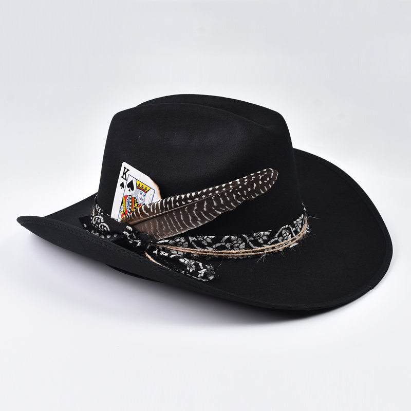 Chapeau de Cowboy occidental fait à la main pour femmes, chapeau de Cowgirl Vintage à gros bord, Cloche pour hommes, casquettes d'église