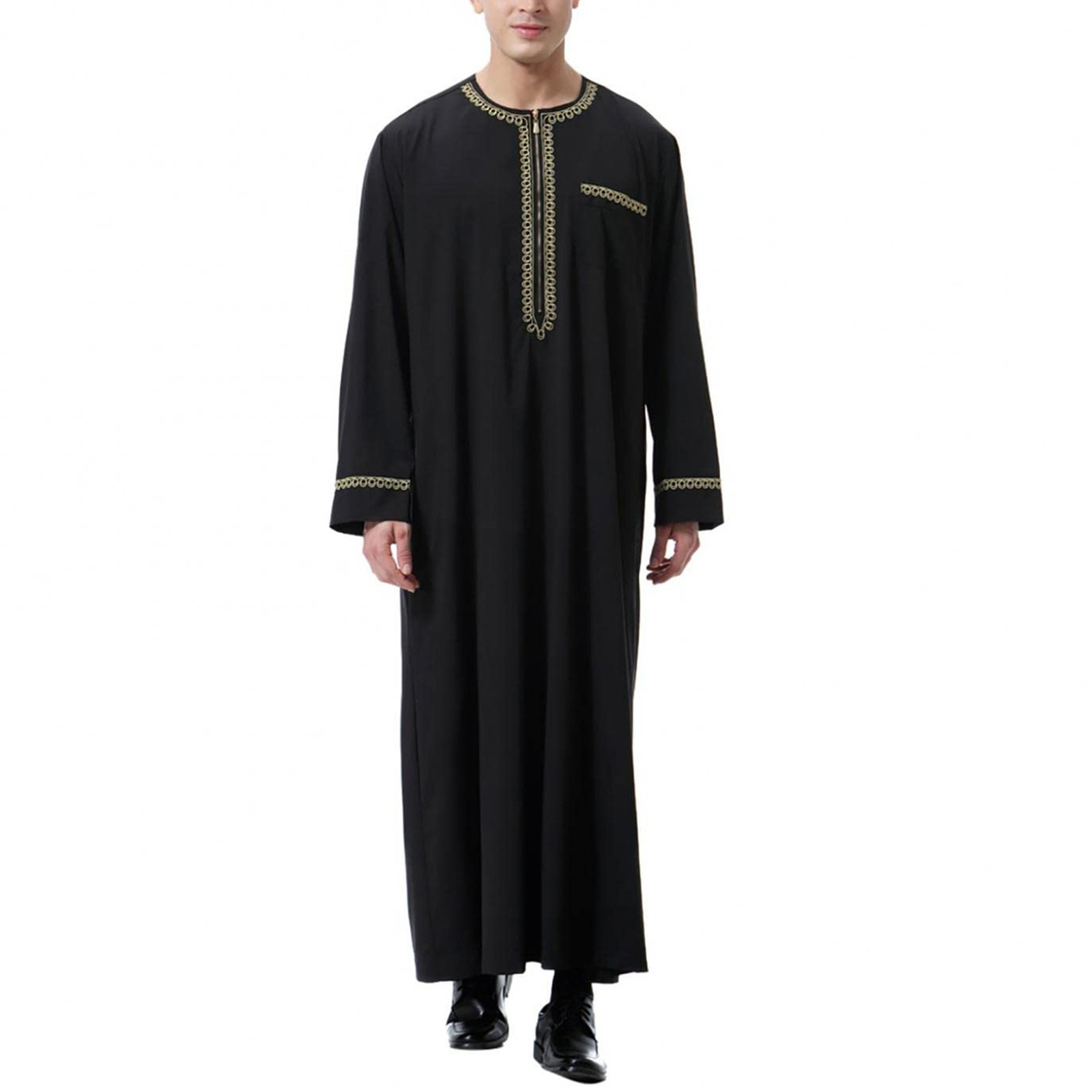 Nouvelle Robe Arabe Musulmane 2026 pour Hommes, Col Rond, Vêtement Islamique à Manches Longues, Confortable