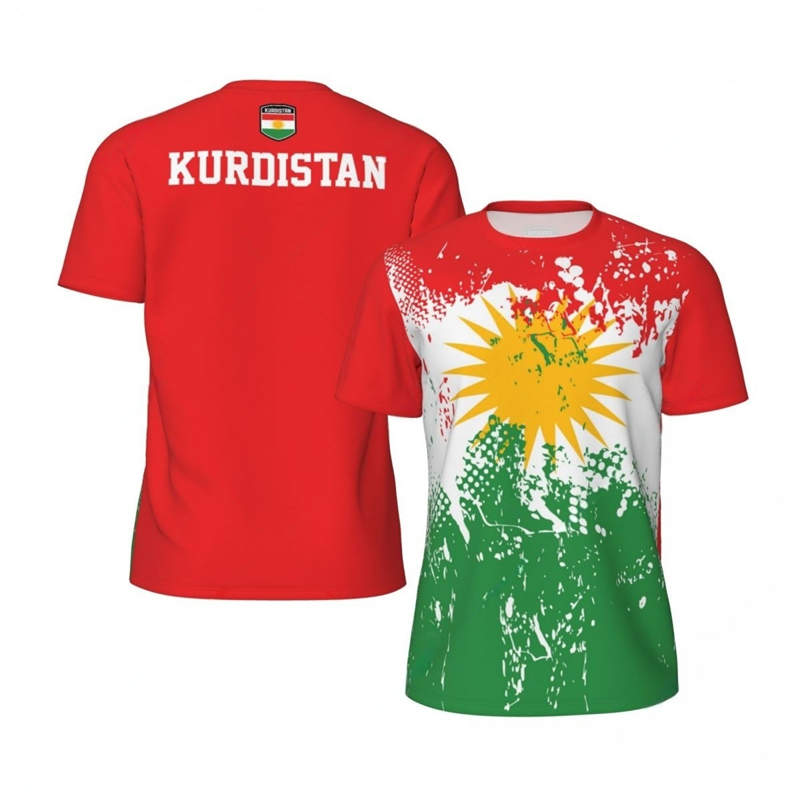 Maillot de Football pour hommes, drapeau du kurdistan, mode emblème National, t-shirt de sport imprimé en 3D, décontracté, surdimensionné, respirant