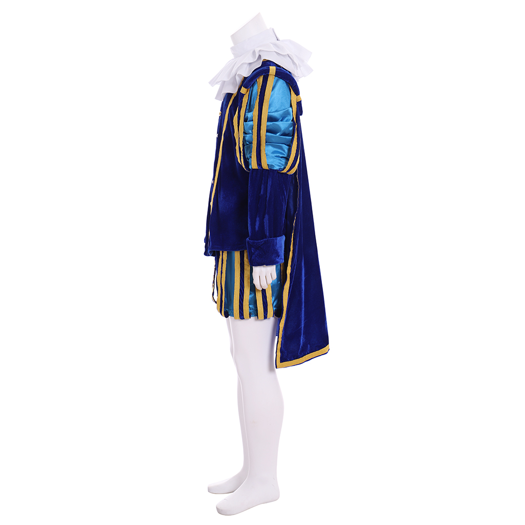 Costume de Cosplay Élisabéthain Tudor pour Homme, Tenues Bleues et Rouges avec Chapeau Everak, Uniforme de Prince Tudor, Ensemble Complet sur Mesure