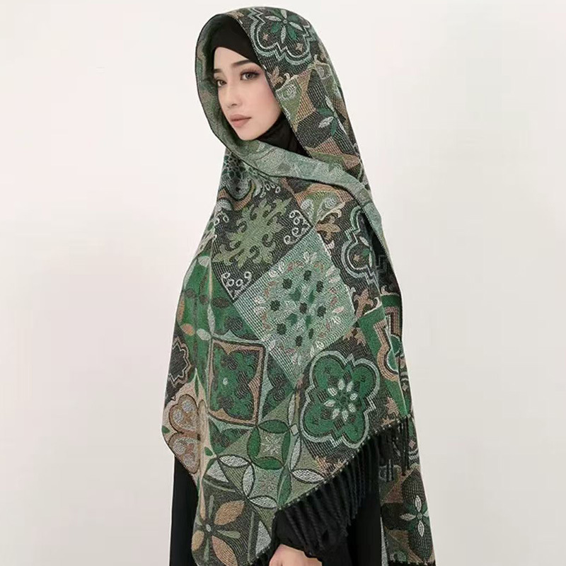Écharpe à franges imprimée ethnique Vintage 65x180cm, châle en Faux cachemire de Style moyen-orient pour la photographie et la chaleur de l'hiver