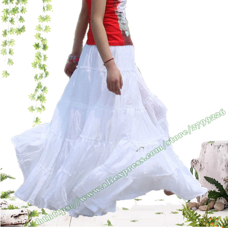 Jupe longue plissée bohème pour femme, 100 % coton, style gypsy, idéale pour la danse, collection été