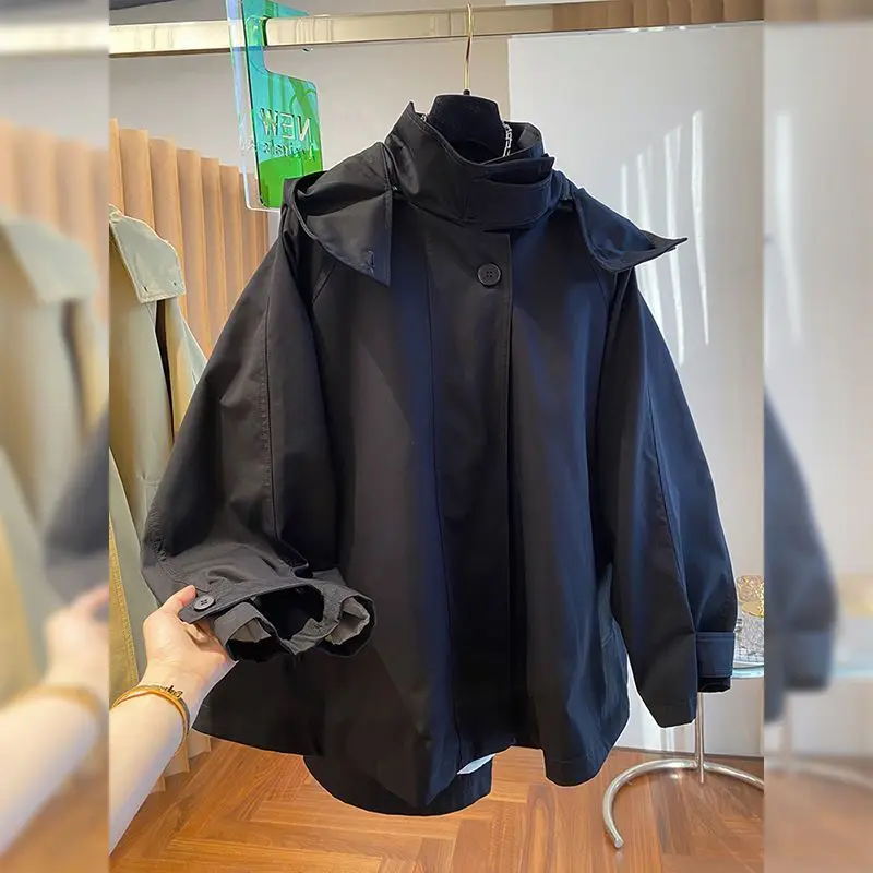Manteau Trench-coat Femme Imprimé Minimaliste Protection Solaire Qualité Gothique Haut de Gamme Effet Flatteur