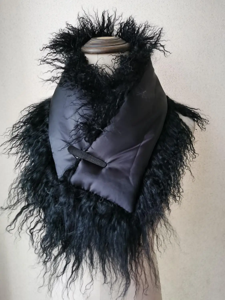 Écharpe/collar en fourrure de mouton de Mongolie véritable pour femme, chaude pour l'hiver