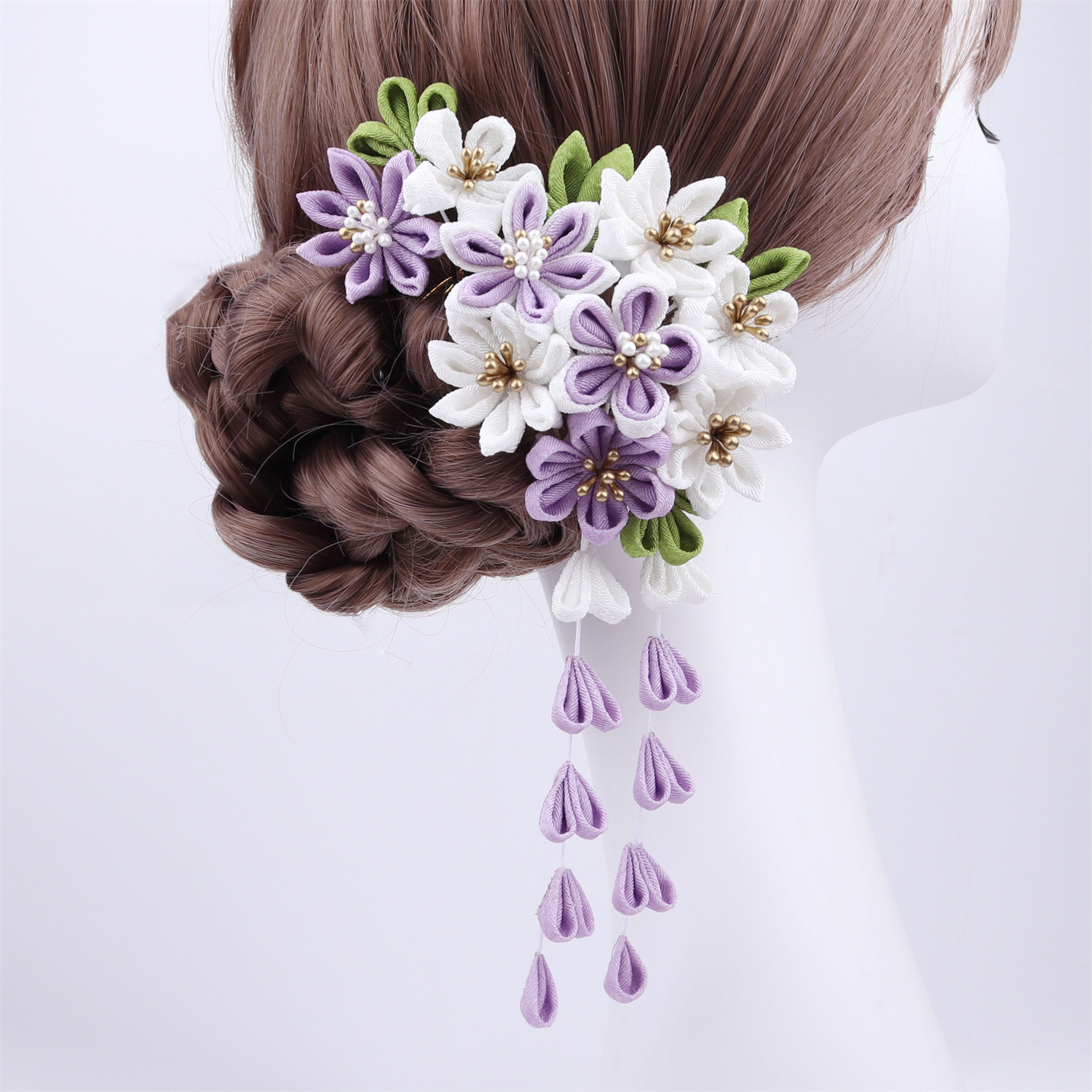 1 ensemble japonais à la main tissu fleur pince à cheveux gland Kimono épingle à cheveux chapeaux Barrette Yukata accessoires décor femmes fille Gi