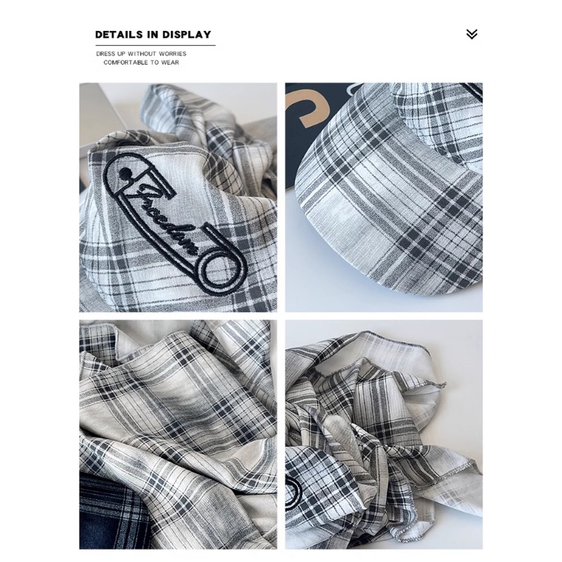 Mode coréenne couleur correspondant Plaid foulard casquettes hommes été tendance crème solaire personnalisé lettre broderie chapeaux de soleil pour les femmes