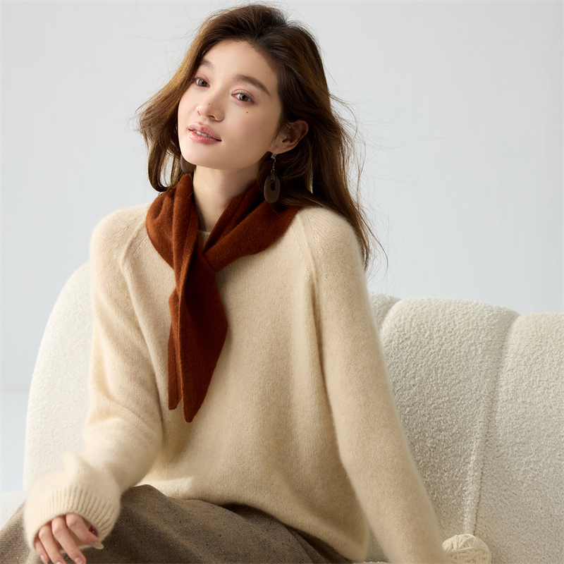Écharpe 100% cachemire pour femmes, automne-hiver, polyvalente, chaude, douce pour la peau, écharpe triangulaire tricotée tendance pour filles, 6 couleurs