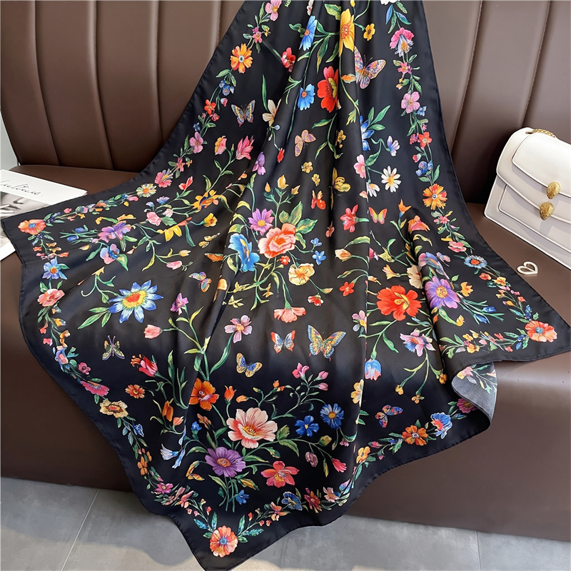 Nouveau Foulard Carré en Soie pour Femme, Marque de Luxe, 90 cm, Imprimé Satin, Hijab, Écharpe, Paréo, Bandana, Châle, Bandeau, Foulard Musulman