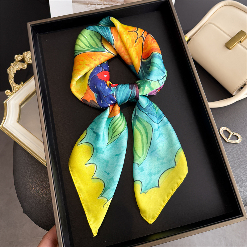 Foulard carré en soie imprimé fruits pour femmes, cravates de cou, Hijab doux, Foulard Bandana, décoration féminine, nouvelle collection 2026