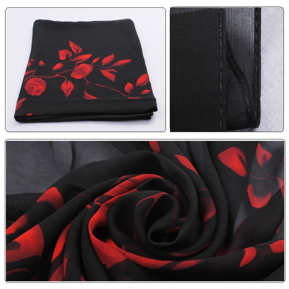 Écharpe en mousseline de soie à motif de branche Rose, Design de luxe, marque imprimée, écharpe de printemps et d'été pour femmes et filles