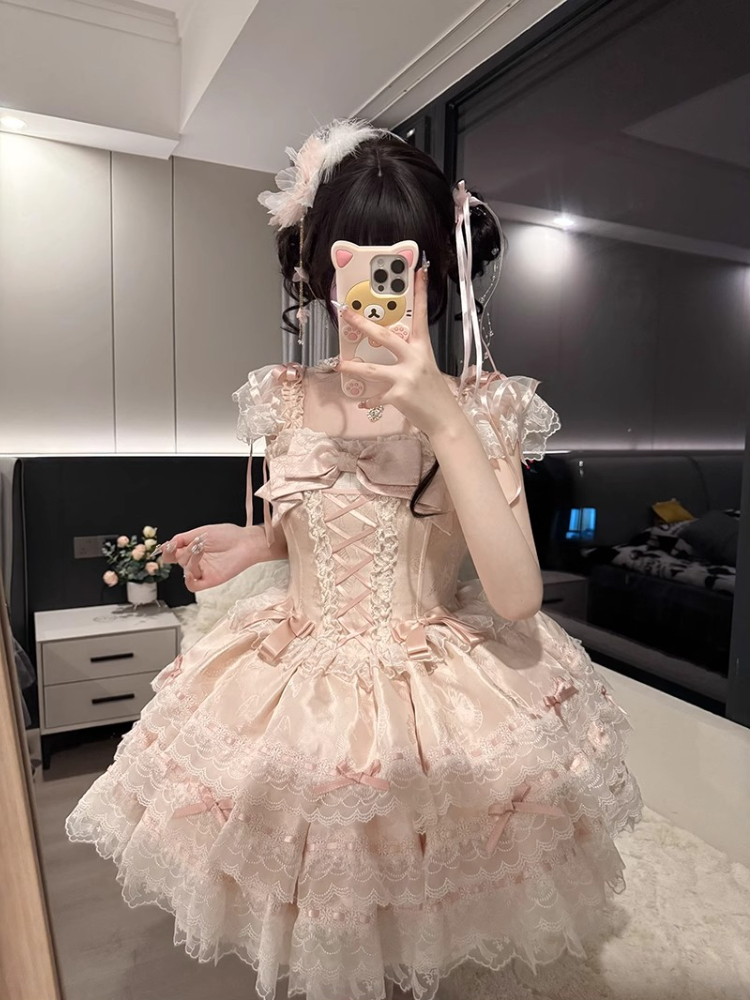 Robe de soirée française élégante pour femmes, Lolita Y2k, Chic, nœud féerique, Vintage, taille fine, dentelle, Bandage, tenues de princesse douces, été